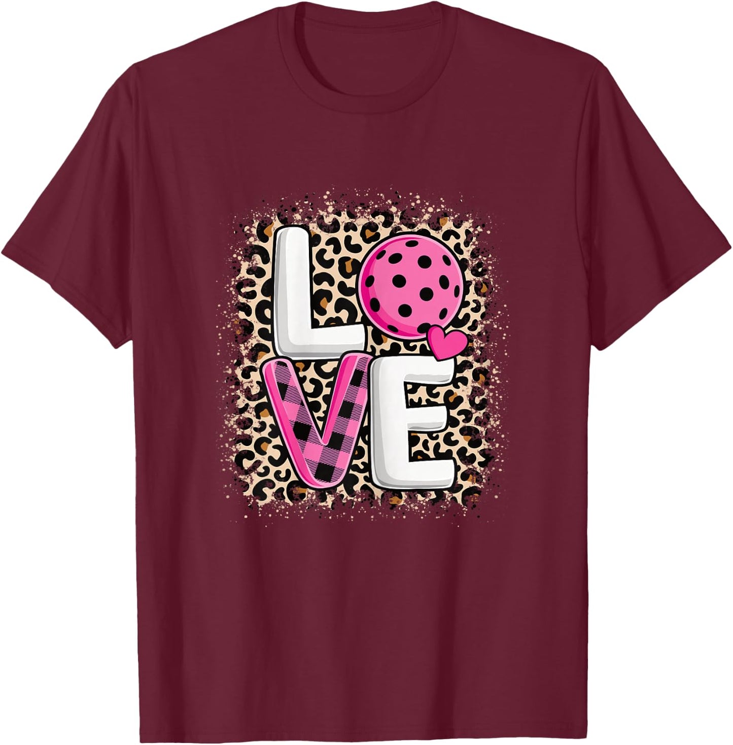 Pink Love Pickleball Cute Pickleball Lover Women Girls T-Shirt - T-Shirt | Maroon