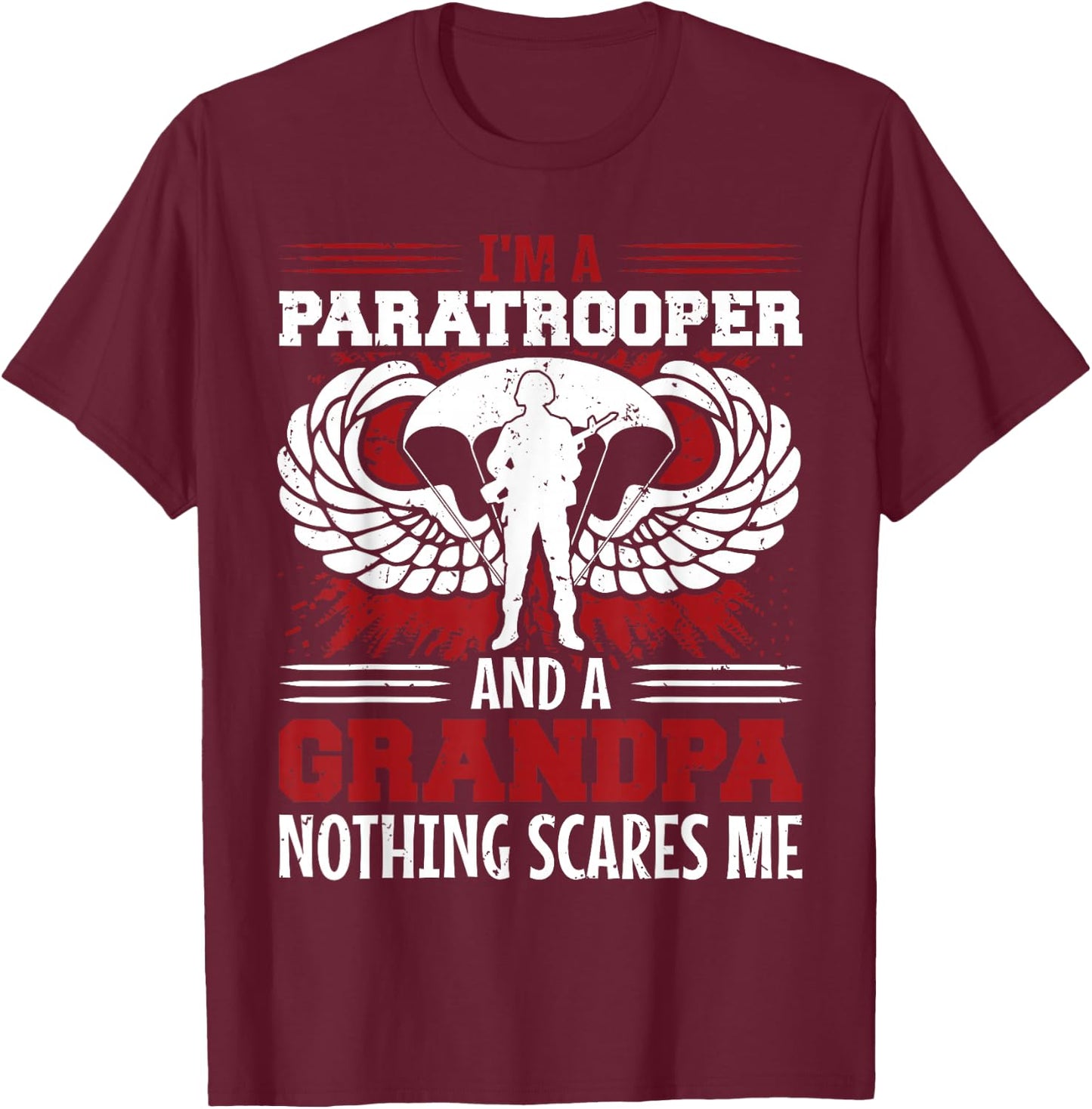 Airborne Paratrooper Military Soldier Army Parachute T-Shirt - T-Shirt | Maroon