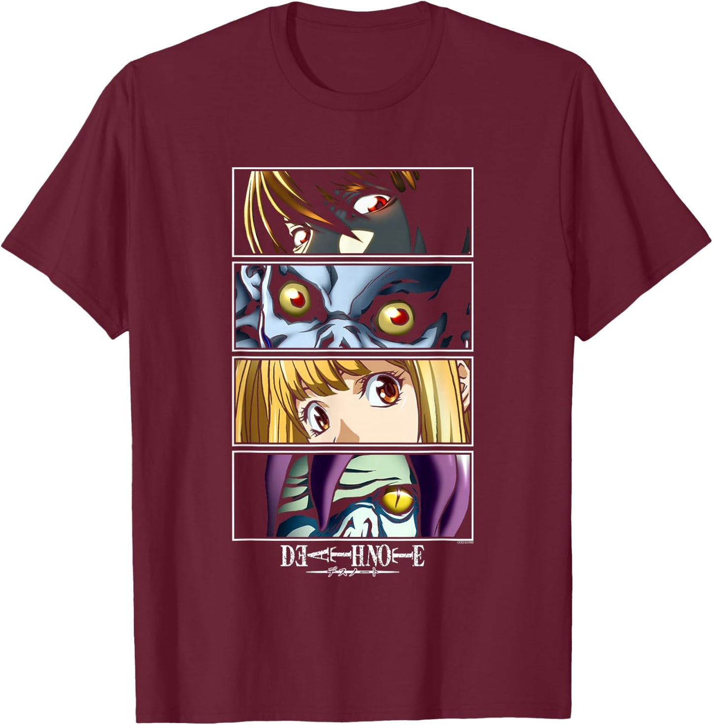 Death Note Close Up Character Eyes Anime T-Shirt - T-Shirt | Maroon