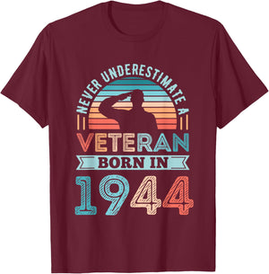Veteran born in 1944 80th Birthday Military Gifts T-Shirt - T-Shirt | Maroon