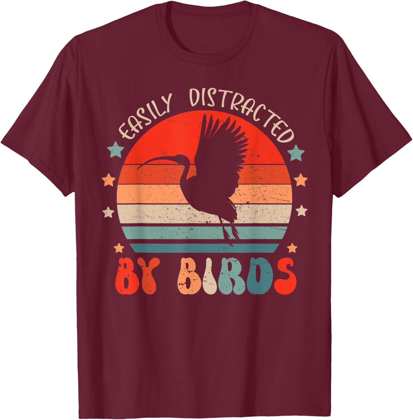 Ibis Lover Shirt Easily Distracted By Birds For Youth & Kids T-Shirt - T-Shirt | Maroon