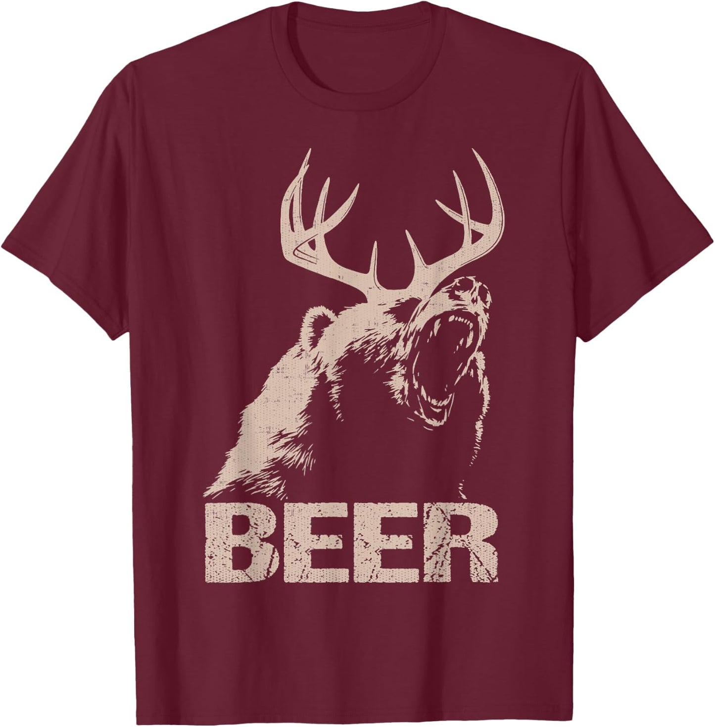 Beers Deer Bears T-Shirt - T-Shirt | Maroon
