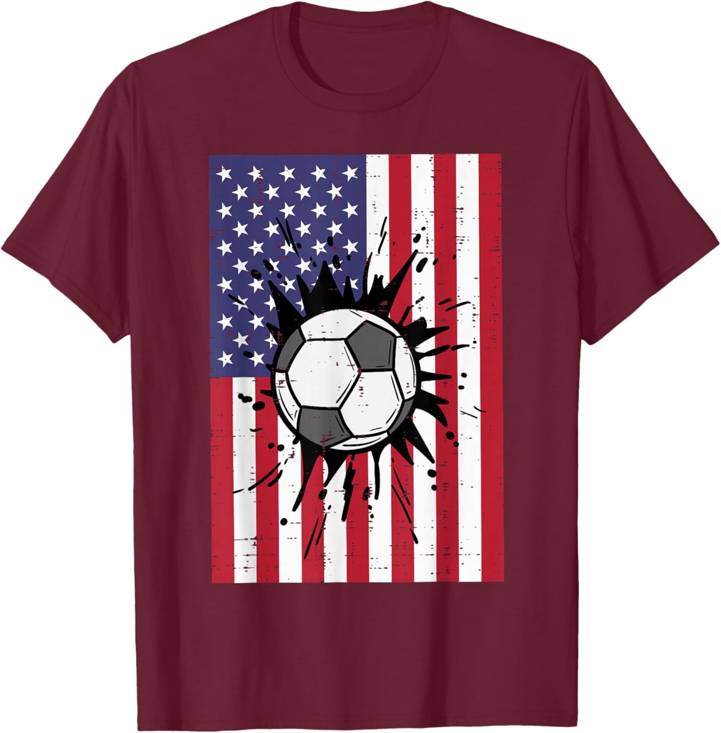 4th Of July Soccer US Flag Football Patriotic Boys Kids Men T-Shirt - T-Shirt | Maroon