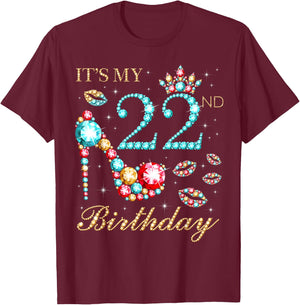 It's My 22nd Birthday Cute 22 Years Old Birthday Queen T-Shirt - T-Shirt | Maroon