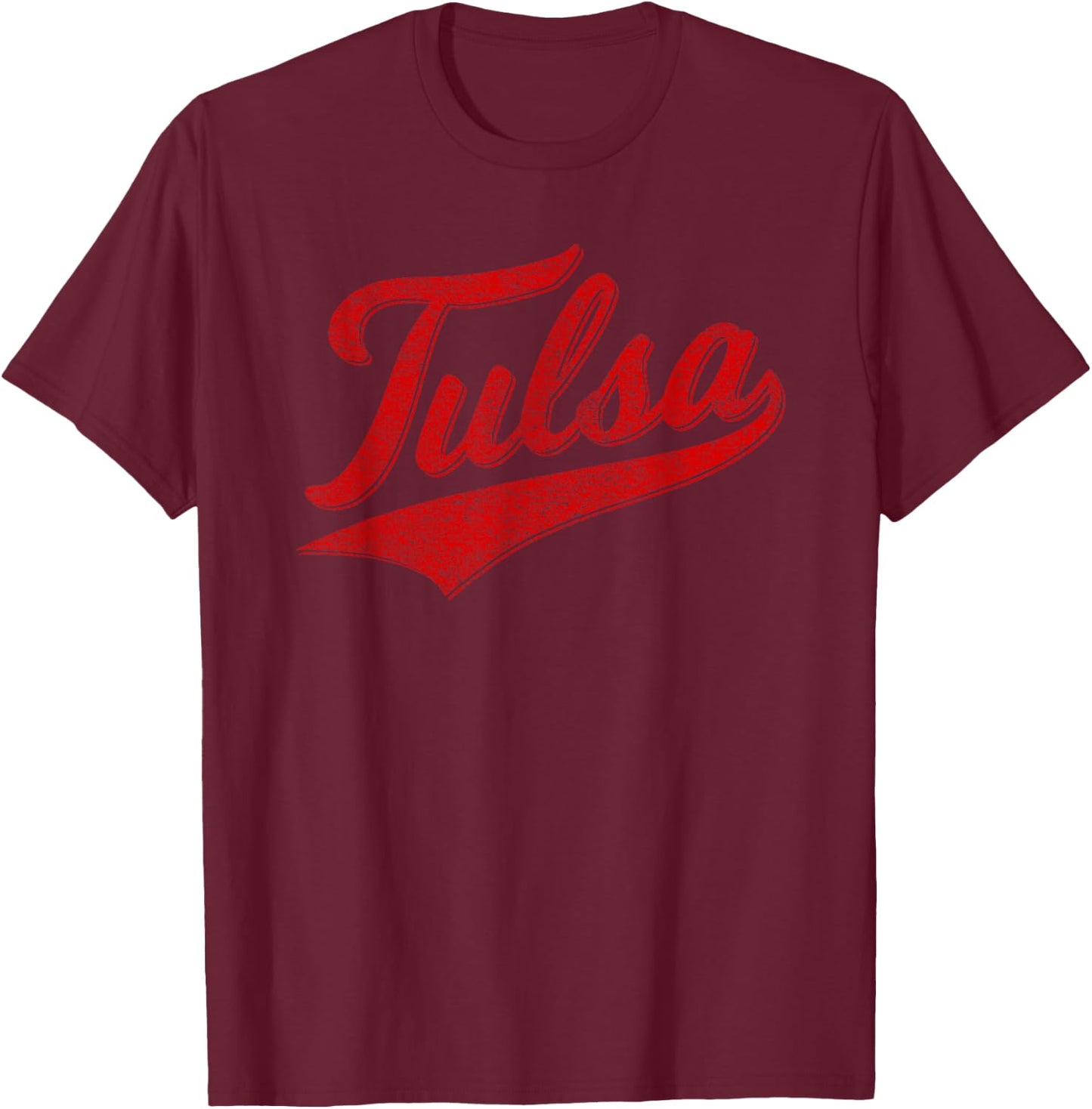 Tulsa Oklahoma Varsity Script Classic Sports Jersey Style T-Shirt - T-Shirt | Maroon