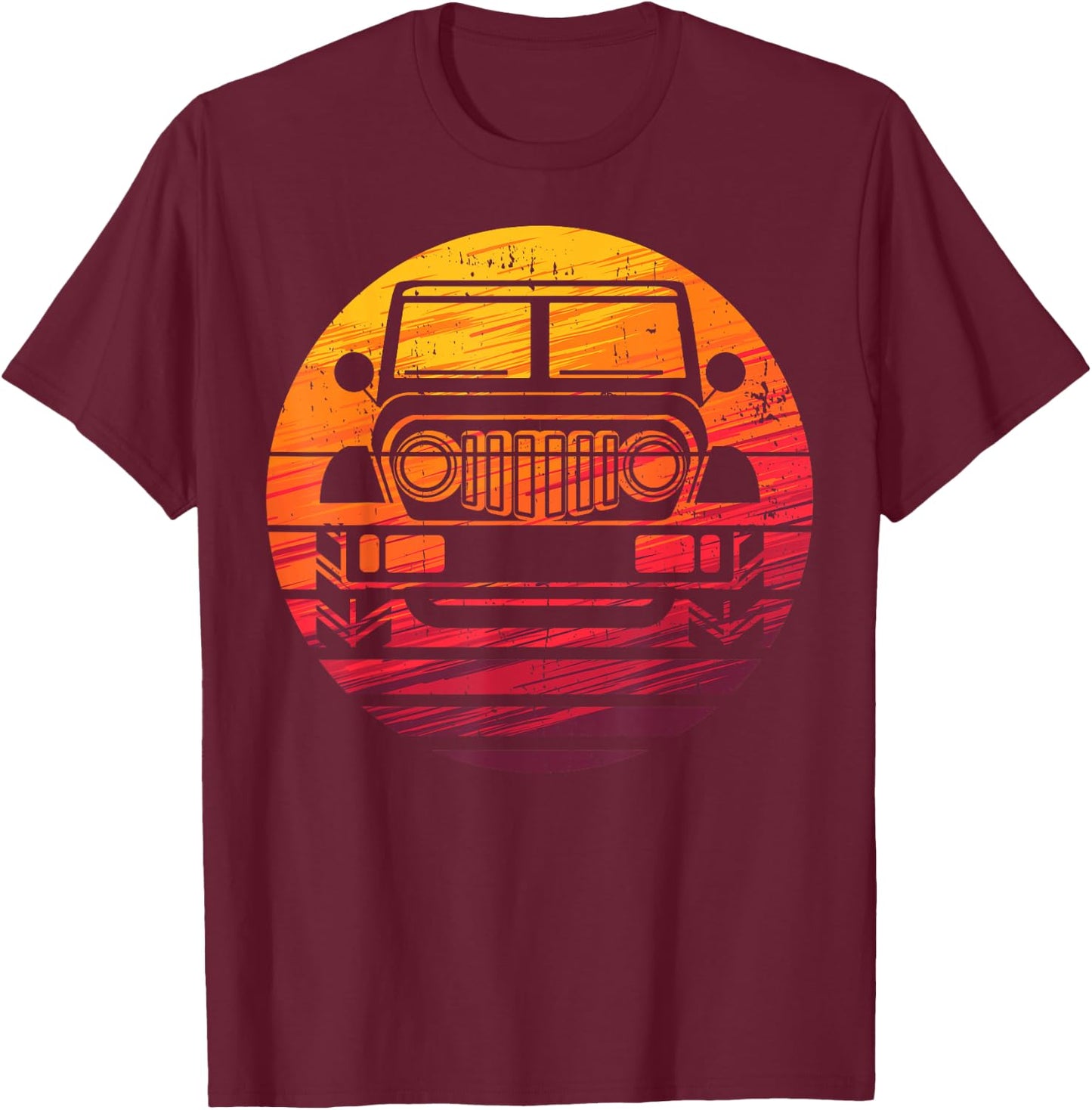 Off Road 4X4 Vintage Retro 70s Sunset Off Road T-Shirt - T-Shirt | Maroon