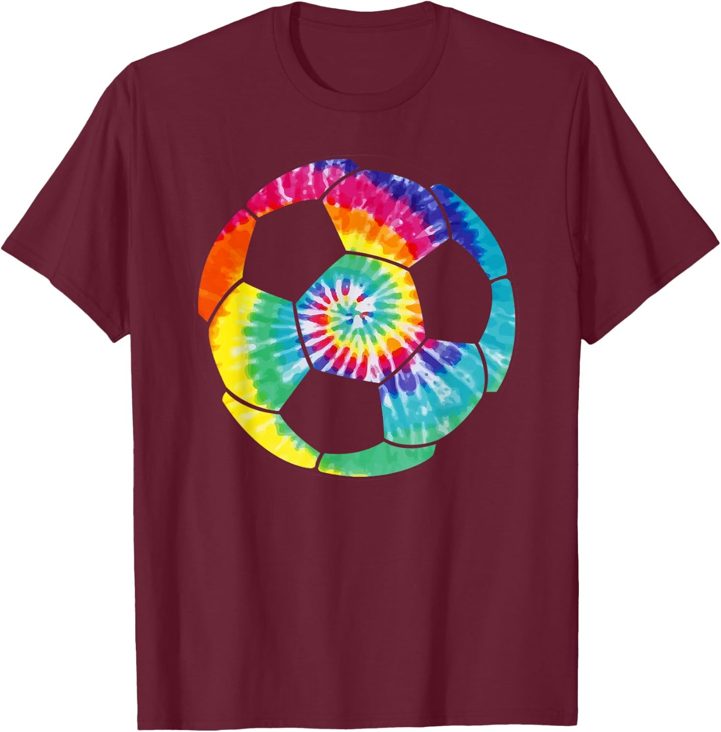 Soccer Tie Dye Rainbow Gift T-Shirt - T-Shirt | Maroon