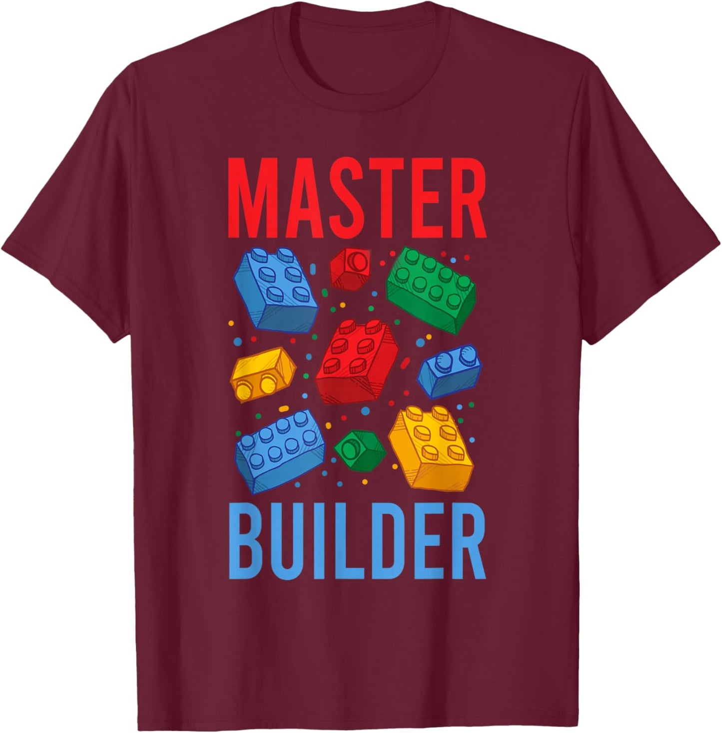 Bricks Master Builder Shirts, Men Women Kids Building Blocks T-Shirt - T-Shirt | Maroon
