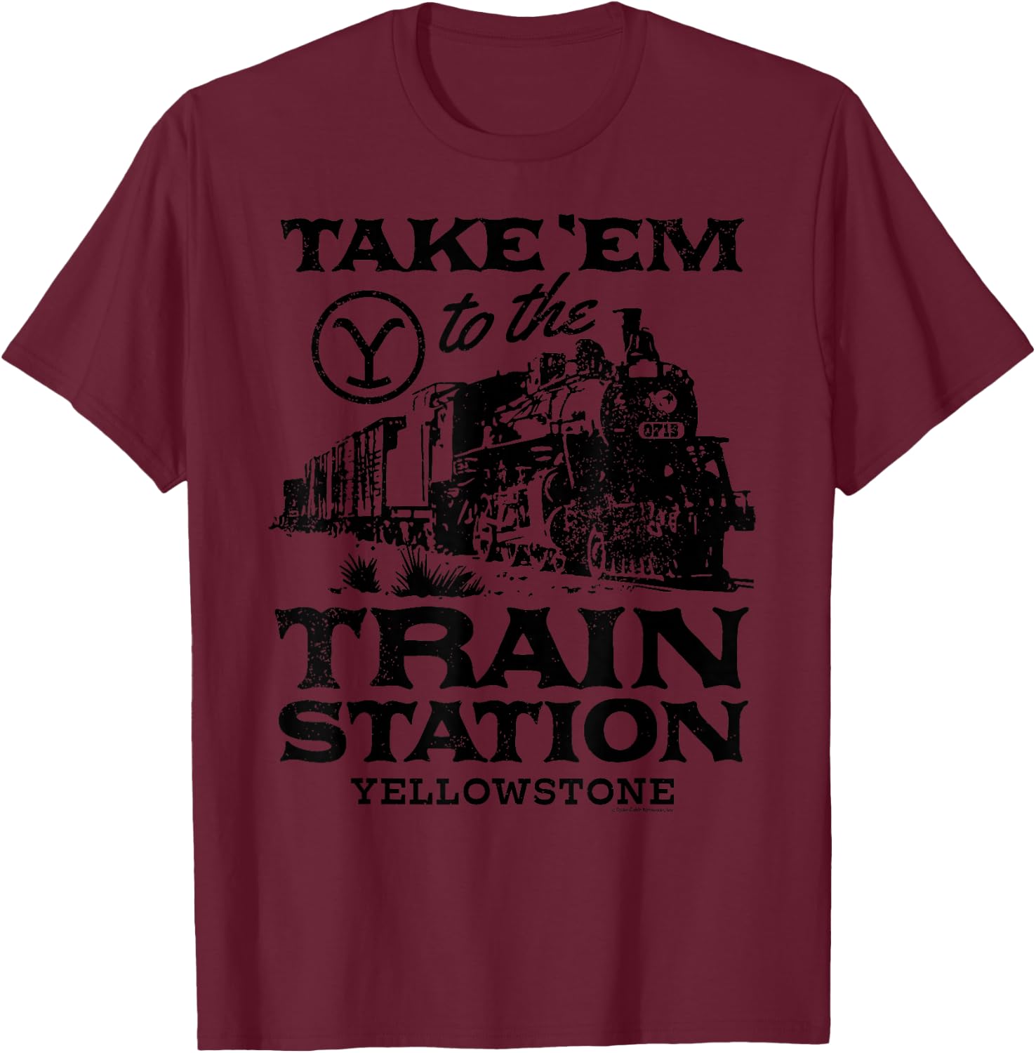 Yellowstone - Take Em to The Train Station T-Shirt - T-Shirt | Maroon