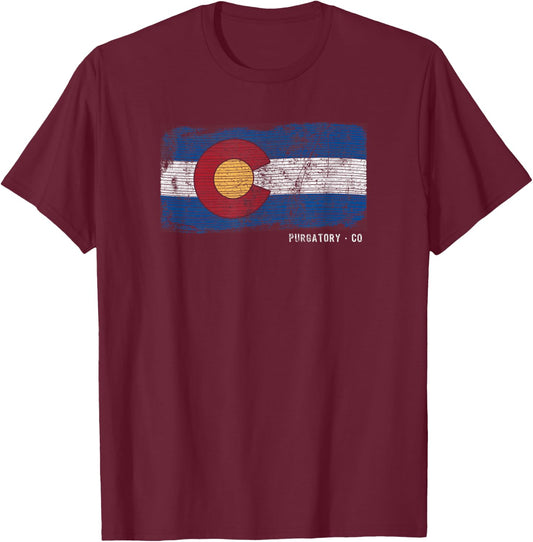 Purgatory Colorado Ski Resort Vintage T-Shirt - T-Shirt | Maroon