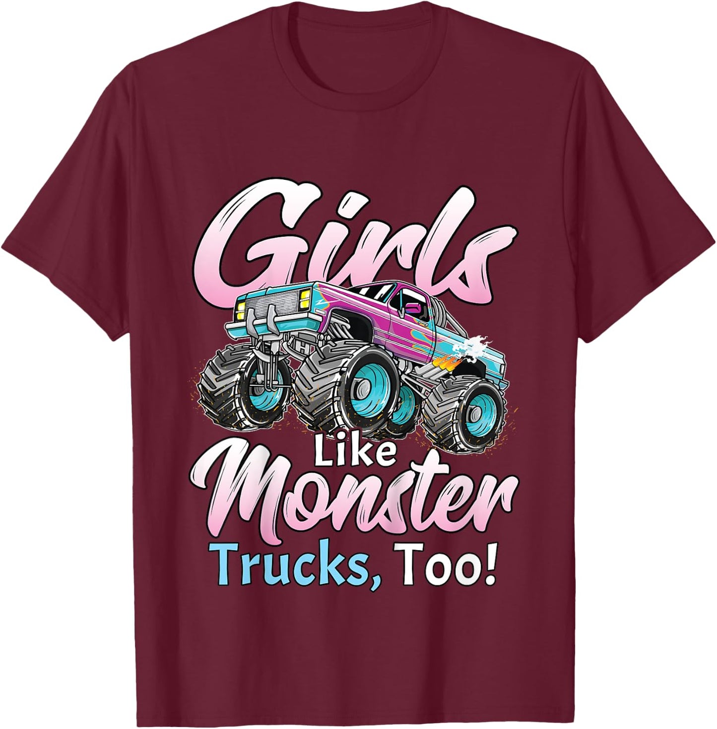 Monster Truck Unicorn Birthday Party Monster Truck Girl T-Shirt - T-Shirt | Maroon