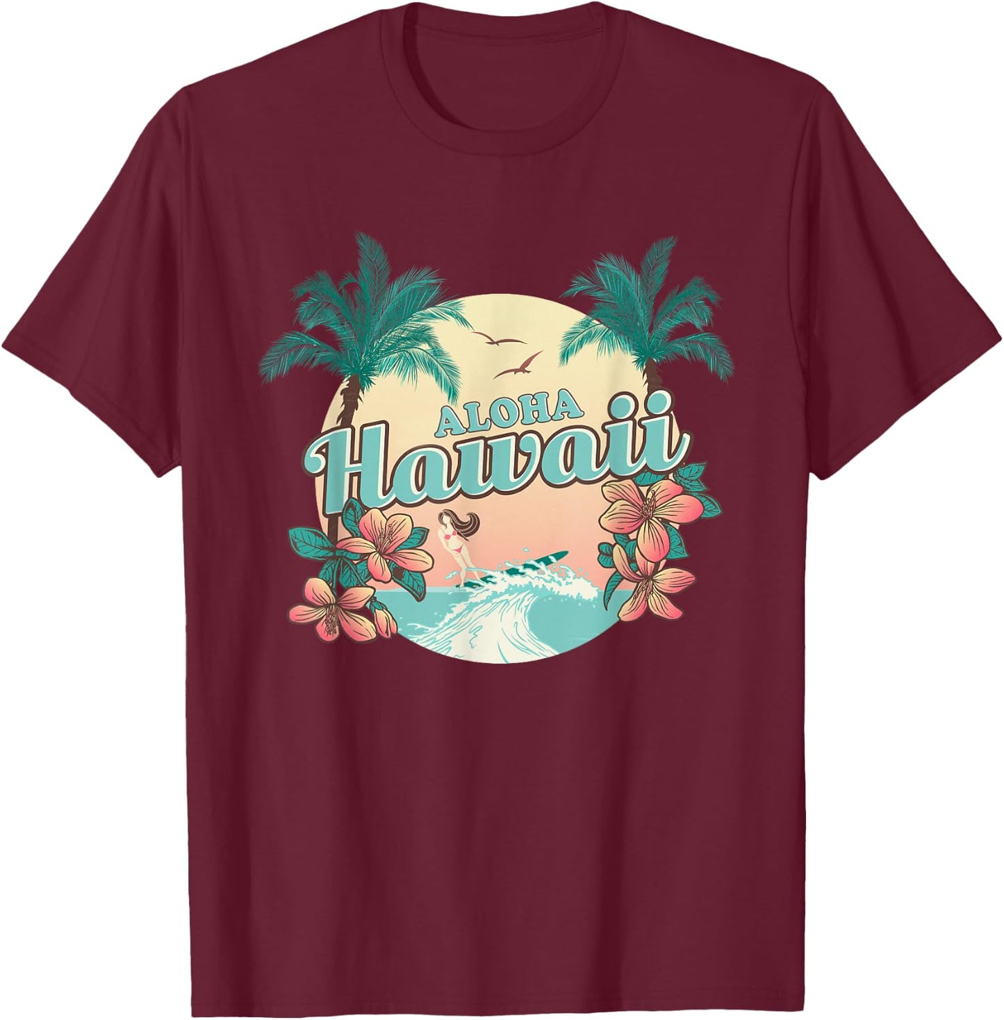 Hawaii - ALOHA - HI - Throwback Design - Classic T-Shirt - T-Shirt | Maroon