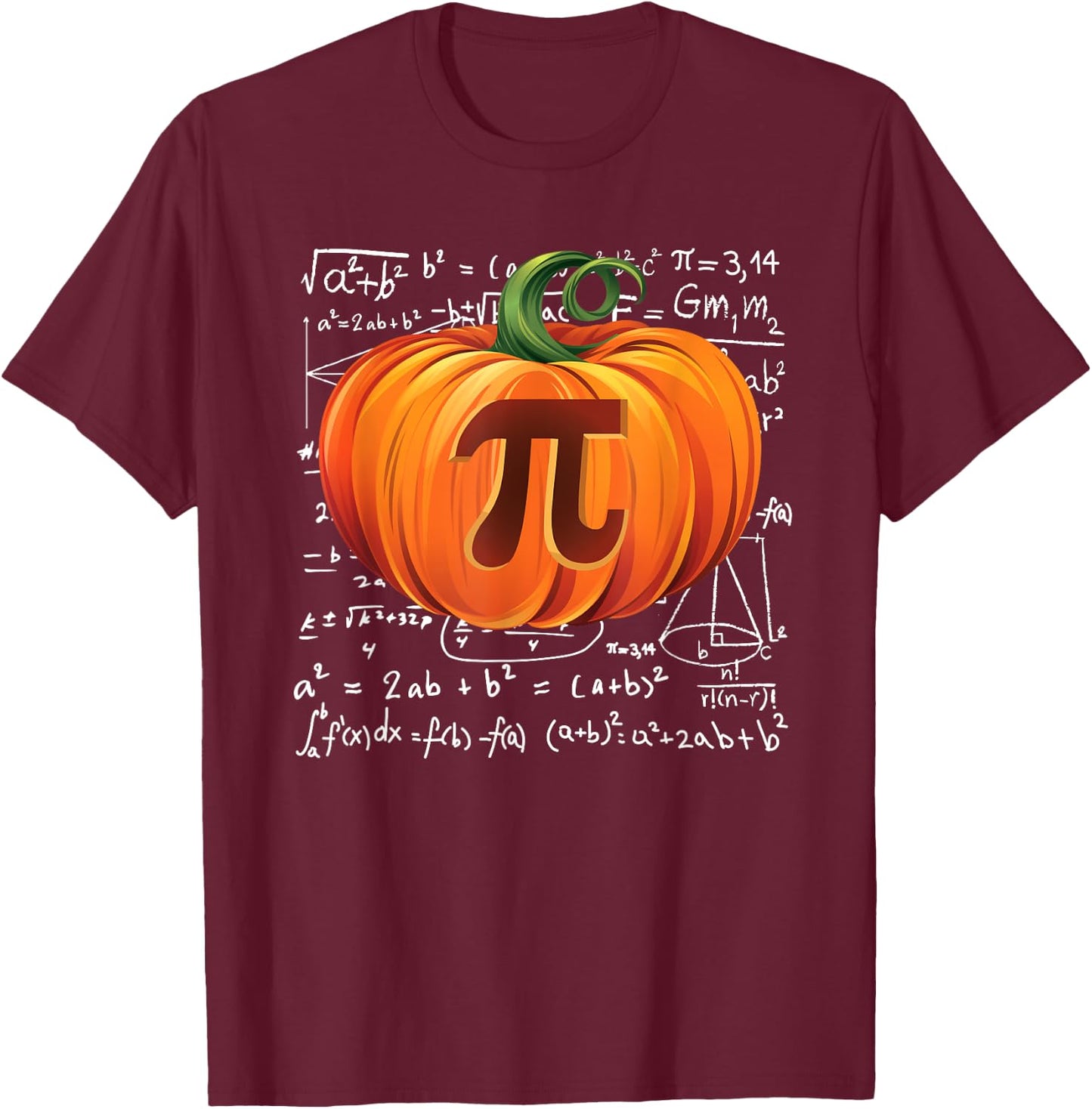 Pumpkin Pie Math Halloween Thanksgiving Funny Pumpkin Pi Day T-Shirt - T-Shirt | Maroon