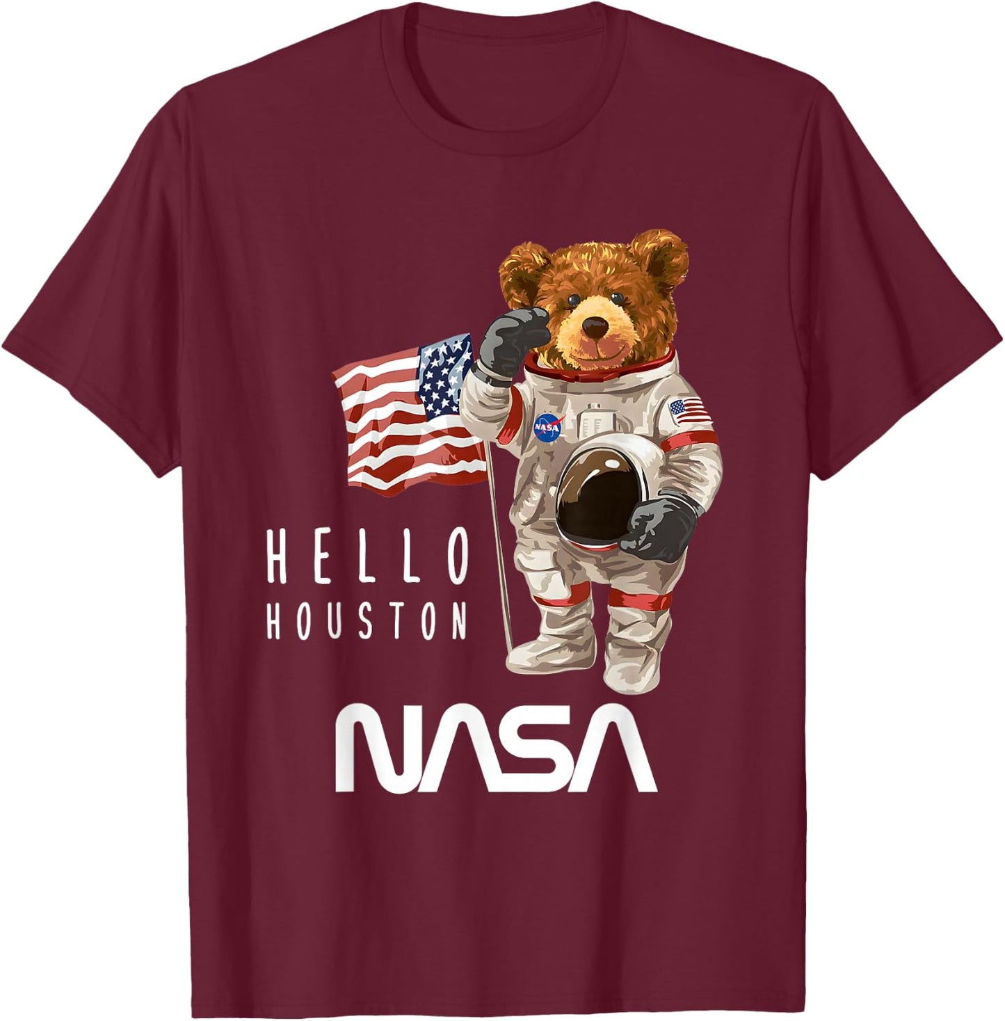 NASA Astronaut Teddy-Bear Worm Logo T-Shirt - T-Shirt | Maroon