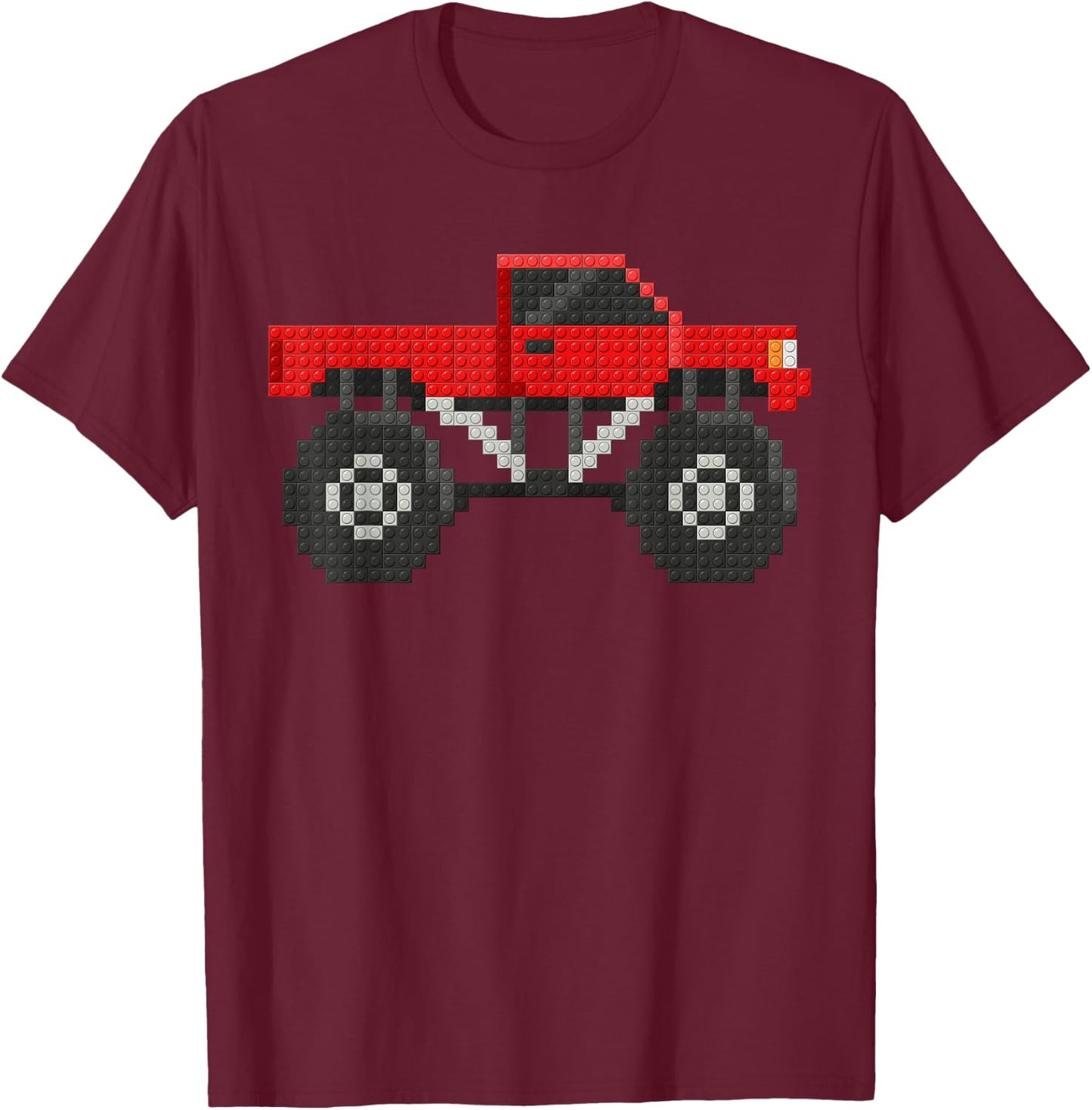 Monster Truck Kids Master Builder Building Blocks Bricks T-Shirt - T-Shirt | Maroon
