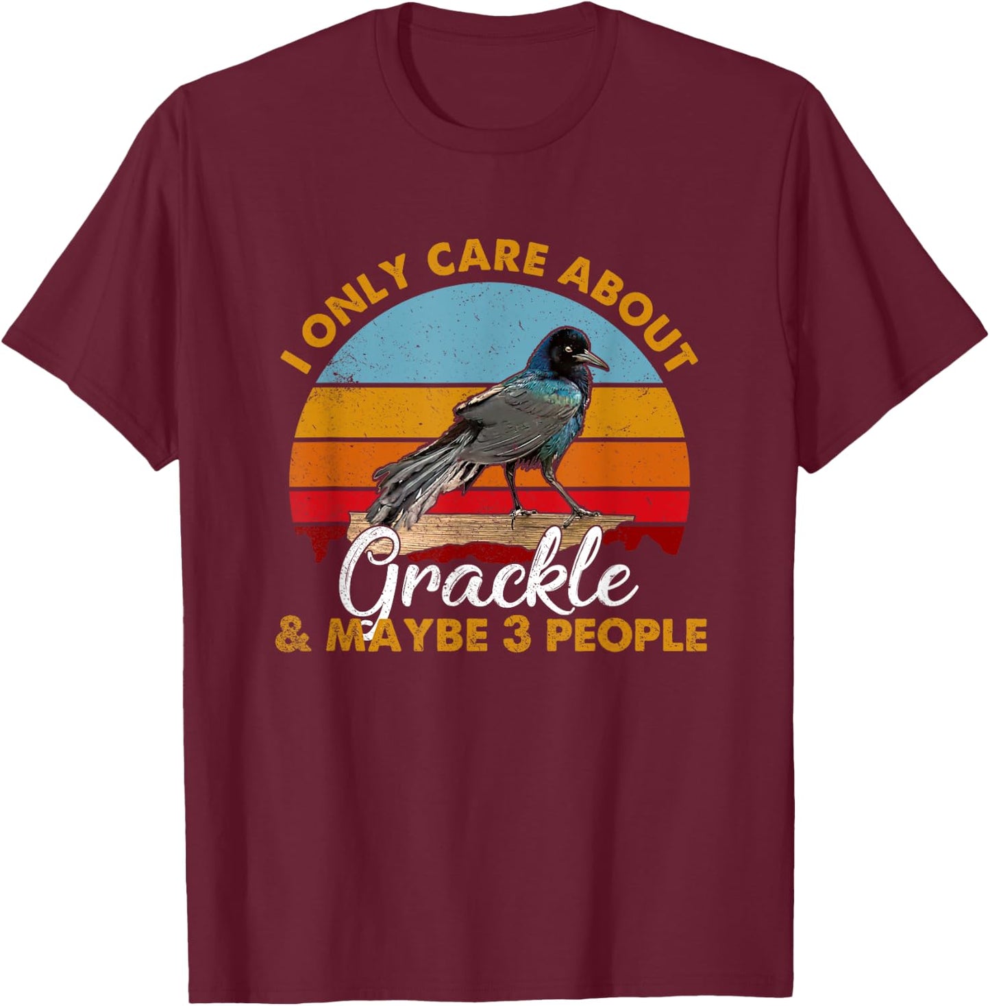 Retro Style Sunset Grackle T-Shirt - T-Shirt | Maroon