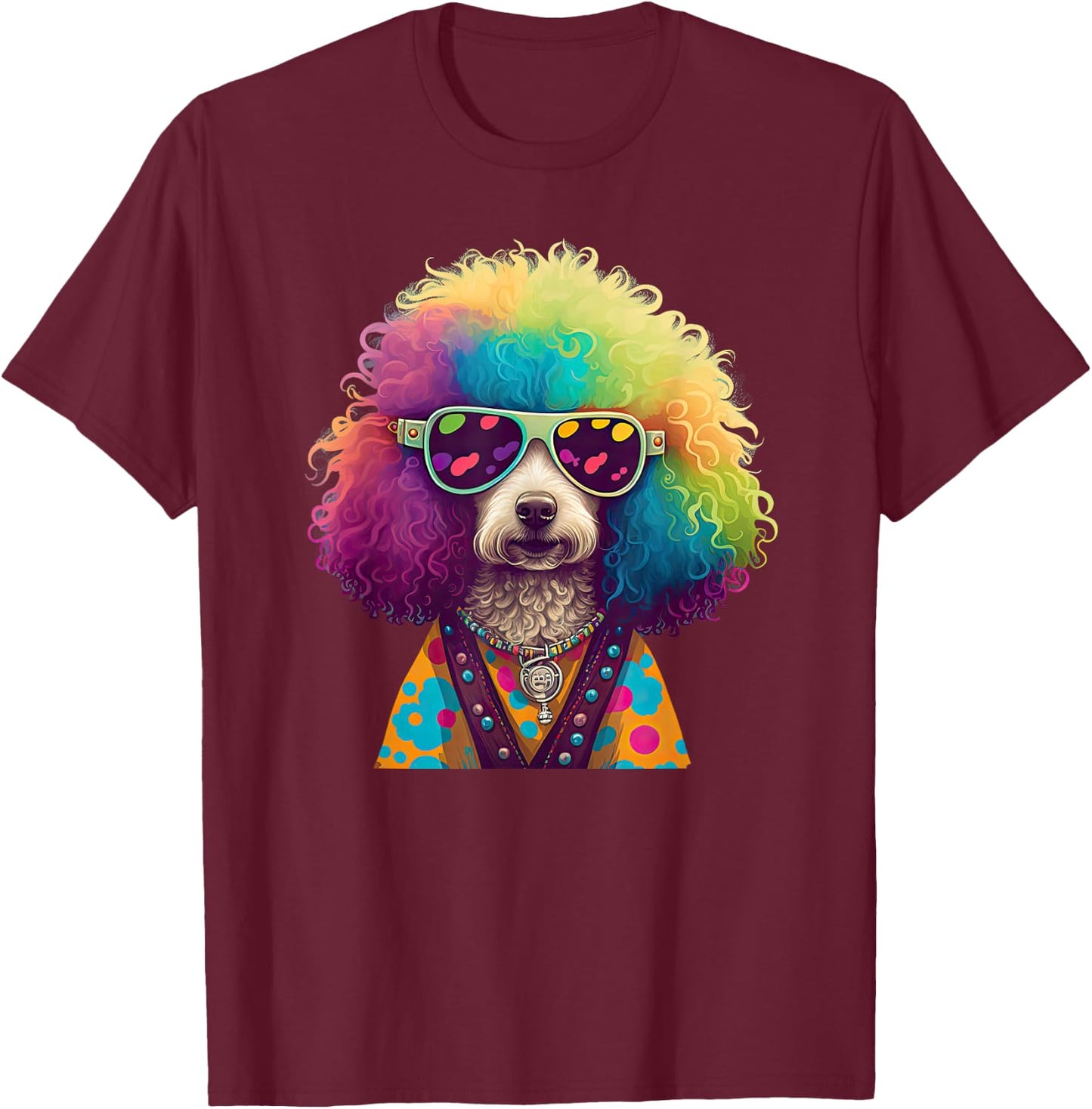 Funny Poodle Dog Miniature Poodle Toy Poodle Hippie Women Kids T-Shirt - T-Shirt | Maroon