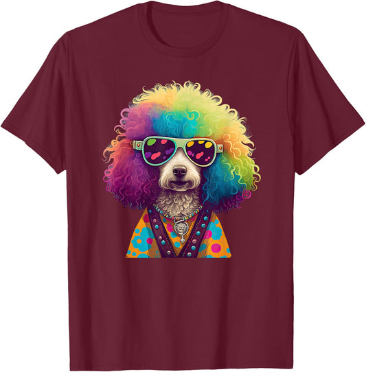 Funny Poodle Dog Miniature Poodle Toy Poodle Hippie Women Kids T-Shirt - T-Shirt | Maroon
