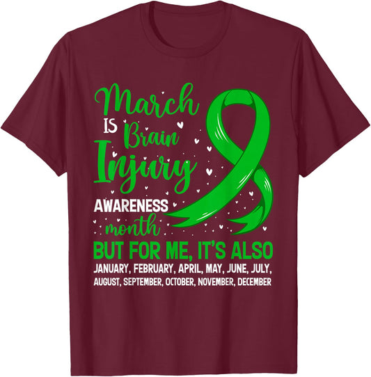 March Is Brain Injury Awareness Month Warrior Support T-Shirt - T-Shirt | Maroon