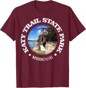 Vintage The Katy Trail State Park USA Missouri Retro Cycling T-Shirt - T-Shirt | Maroon