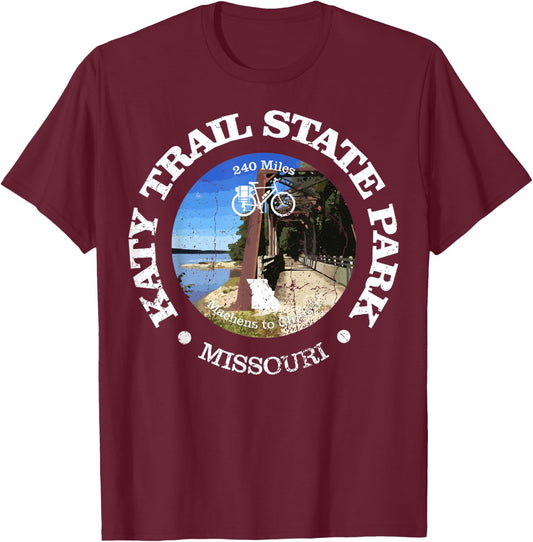 Vintage The Katy Trail State Park USA Missouri Retro Cycling T-Shirt - T-Shirt | Maroon