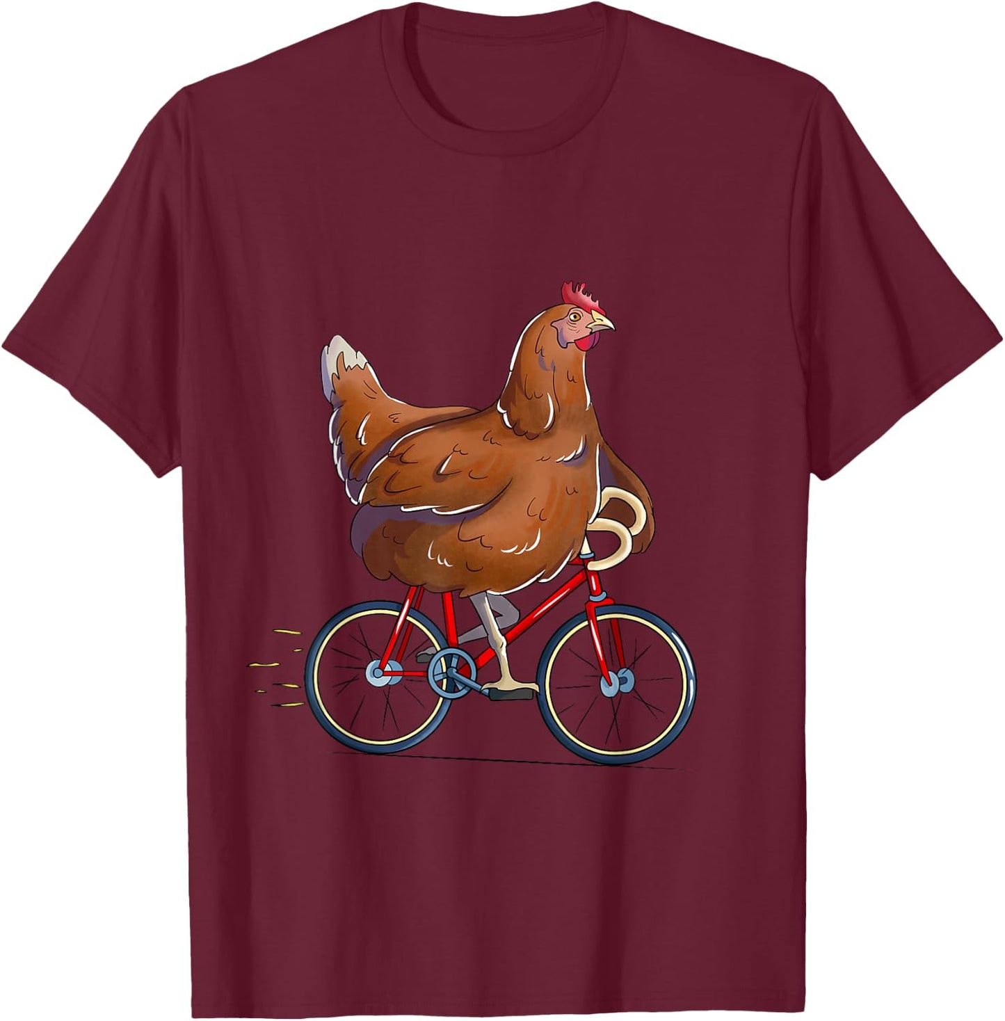 Chicken Riding Bicycle Cute Biker Cyclist T-Shirt - T-Shirt | Maroon