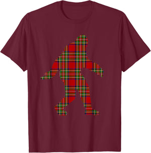 Stewart Plaid Bigfoot Scottish Pride Tartan T-Shirt - T-Shirt | Maroon