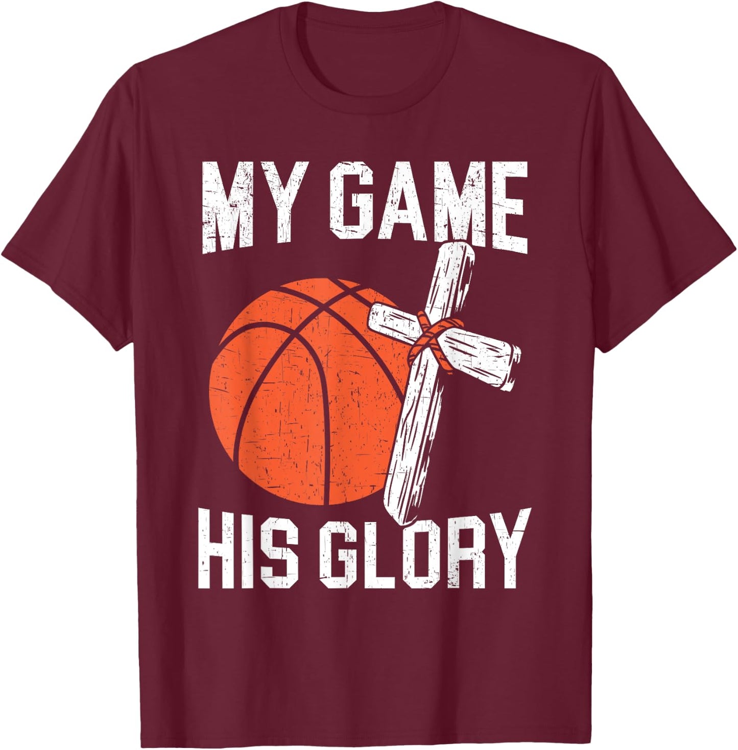 Basketball And Jesus Christ Christian Believer Hooper T-Shirt - T-Shirt | Maroon