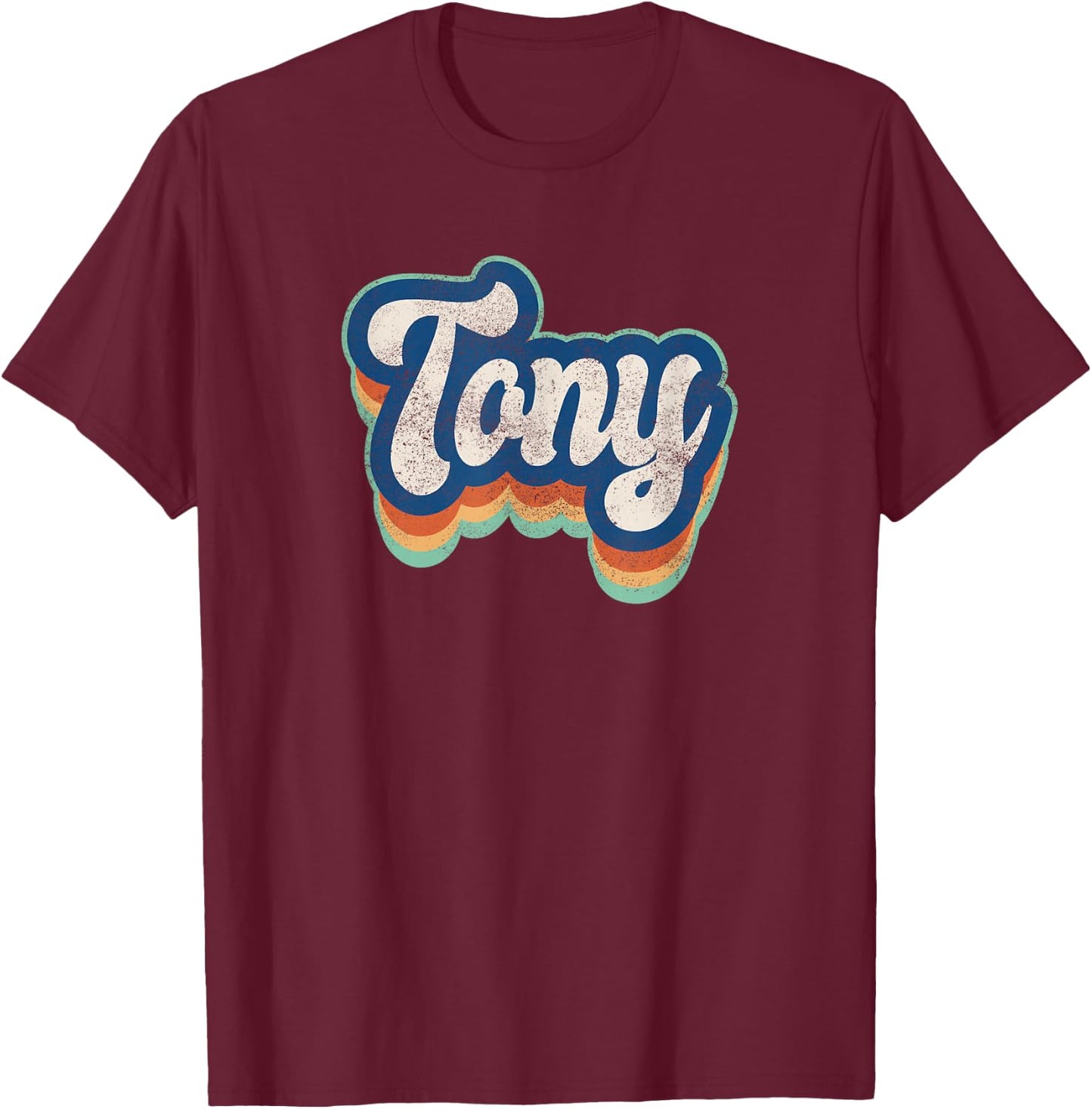 Tony First Name Boy Vintage Style 70s 80s Personalized T-Shirt - T-Shirt | Maroon