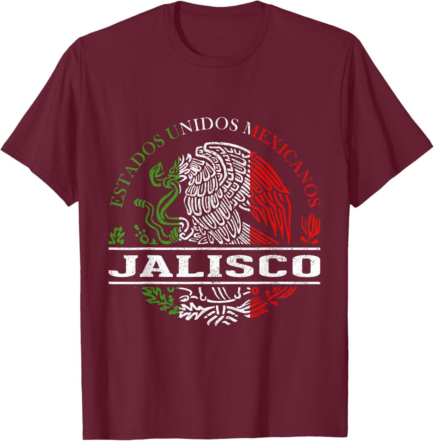 Jalisco Mexican Flag Bandera Mexicana T-Shirt - T-Shirt | Maroon