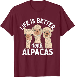 Life Is Better With Alpacas - Zoologist Farm Animal Lover T-Shirt - T-Shirt | Maroon