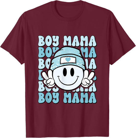 Boy Mama, Retro Gift Mother of Boys, Mom of Sons T-Shirt - T-Shirt | Maroon