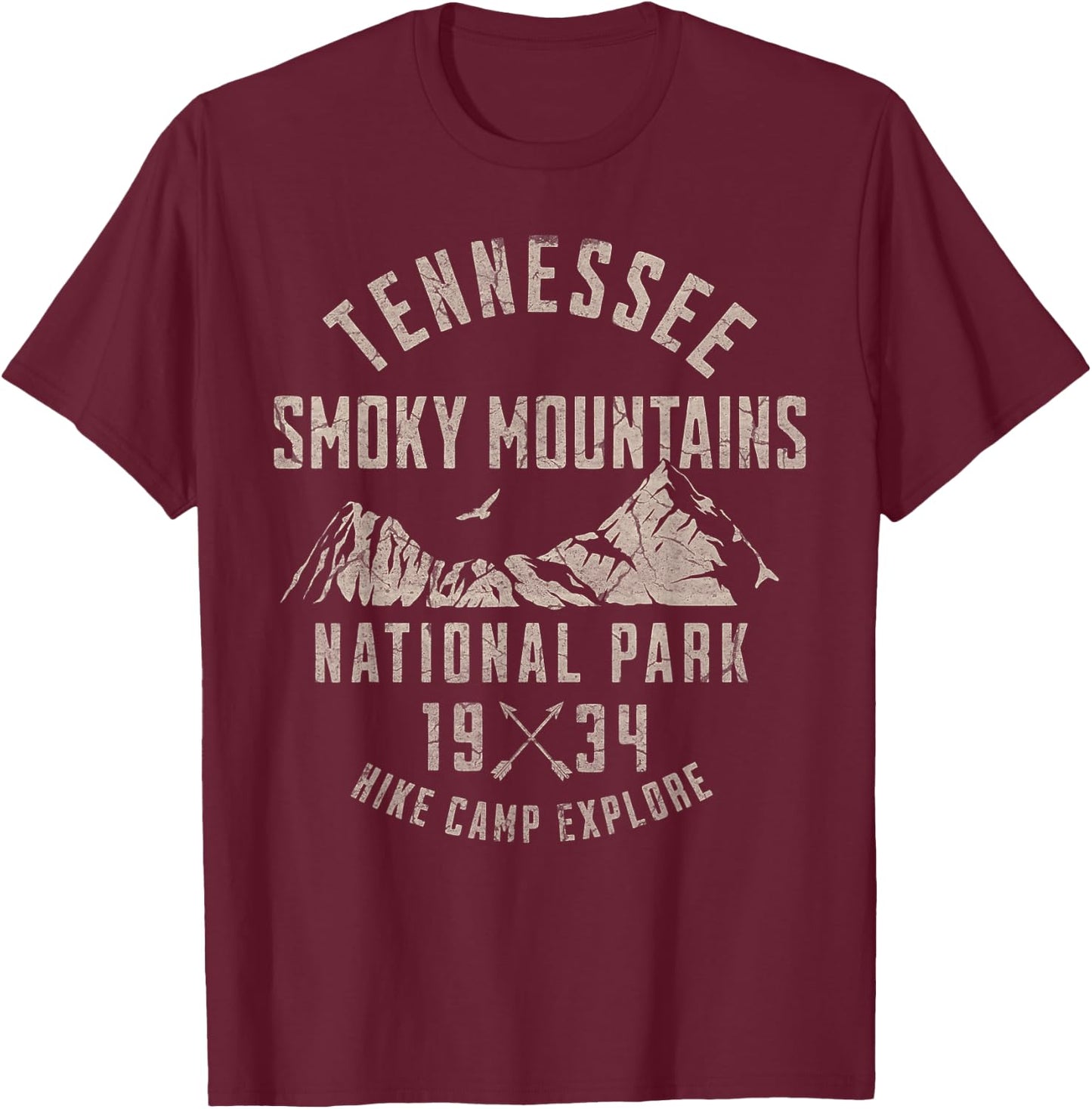 Smoky Mountains National Park Tennessee Hiking Outdoors T-Shirt - T-Shirt | Maroon