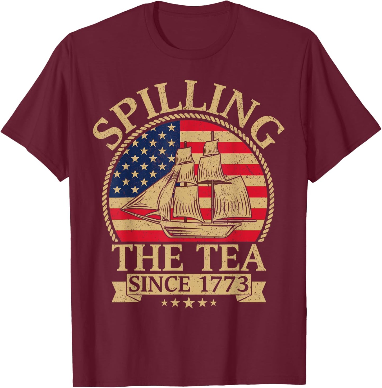 Spilling The Tea Since 1773 Vintage Us History Teacher Women Kids T-Shirt - T-Shirt | Maroon