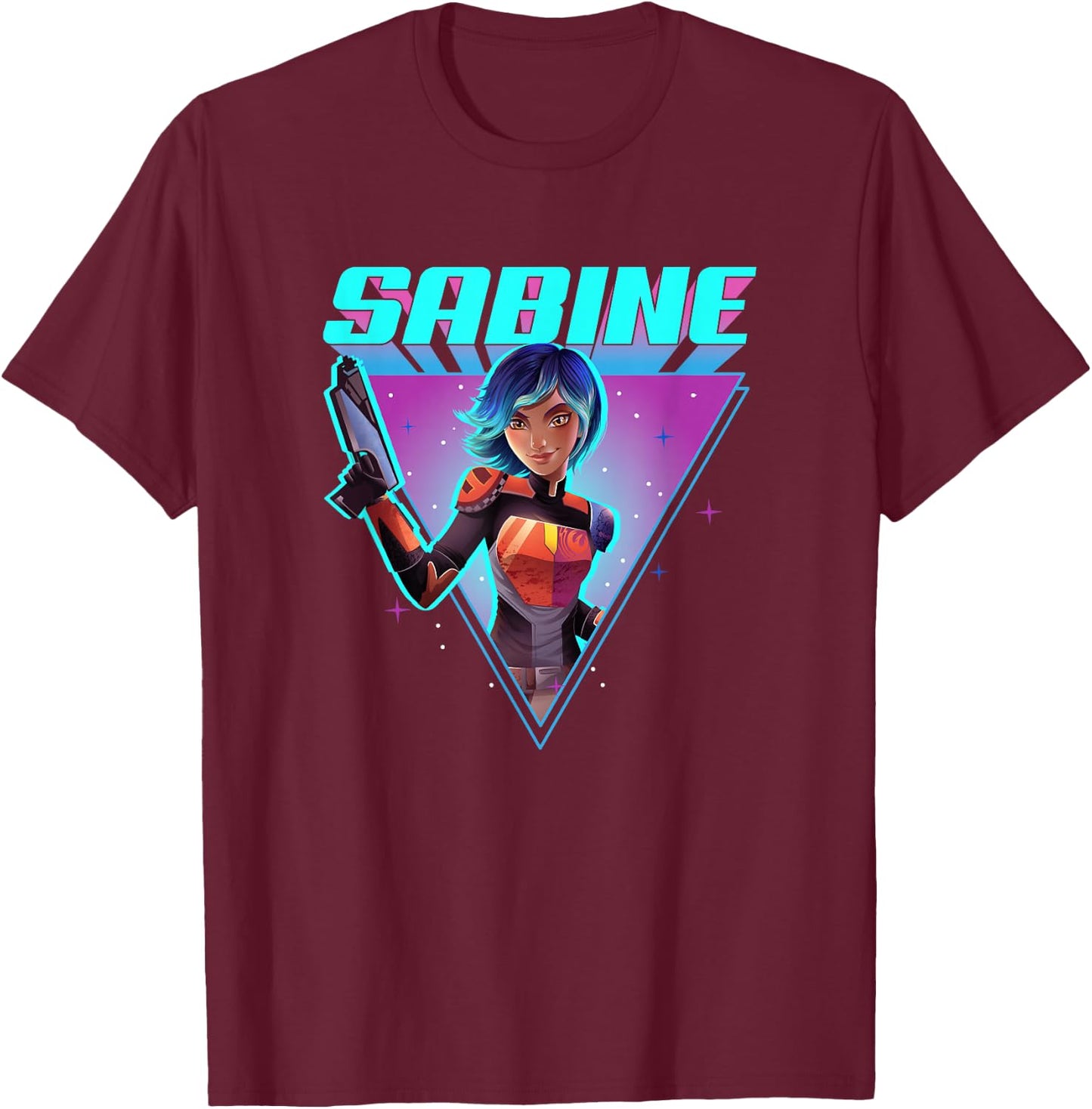 Star Wars Forces Of Destiny Sabine Wren Bright Neon Portrait T-Shirt - T-Shirt | Maroon