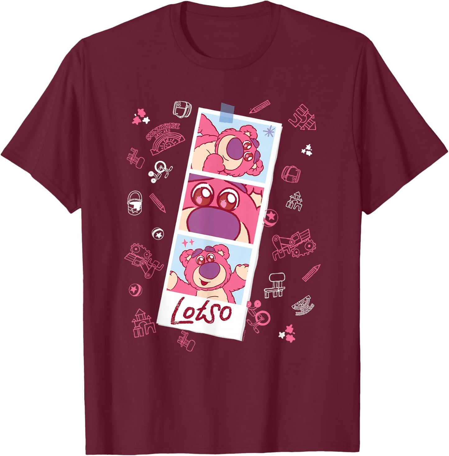 Disney and Pixar’s Toy Story Lotso Fluffy Cute Photo Strip T-Shirt - T-Shirt | Maroon