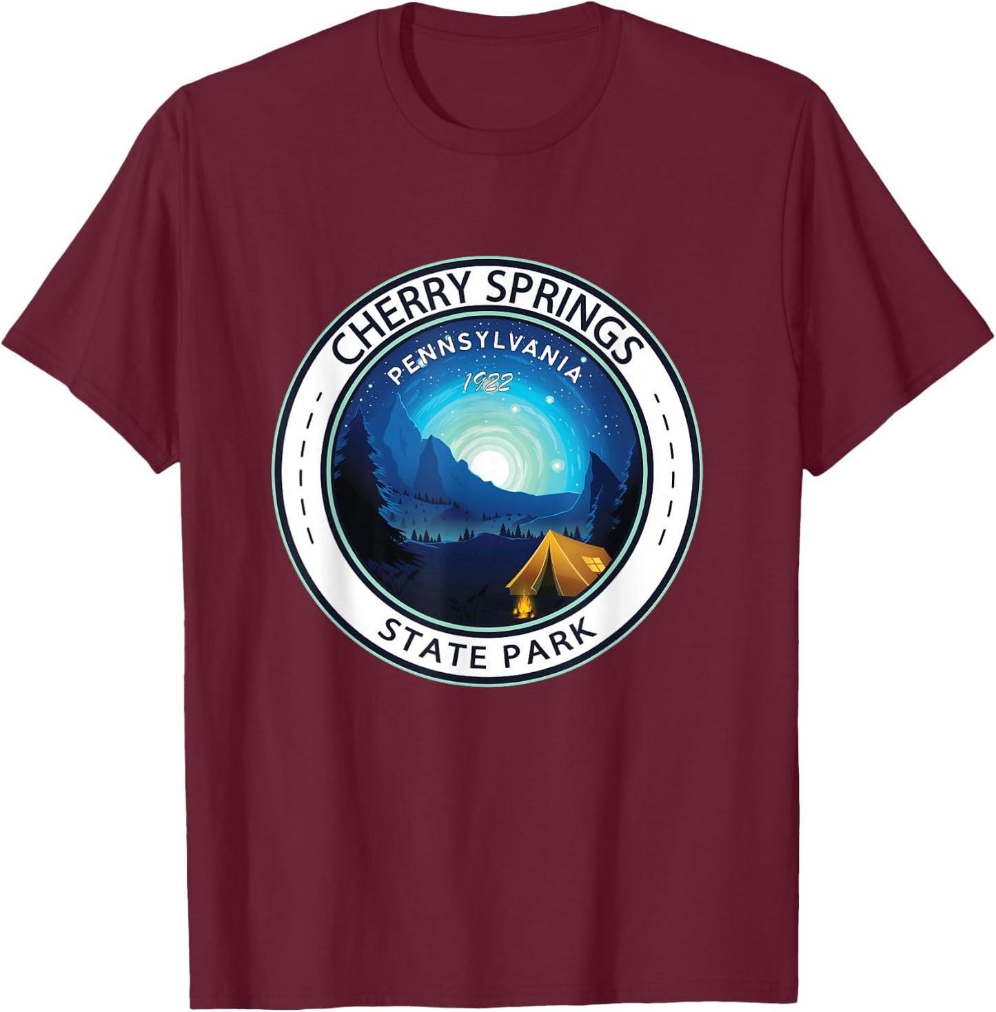 Cherry Springs State Park Pennsylvania Badge Vintage T-Shirt - T-Shirt | Maroon
