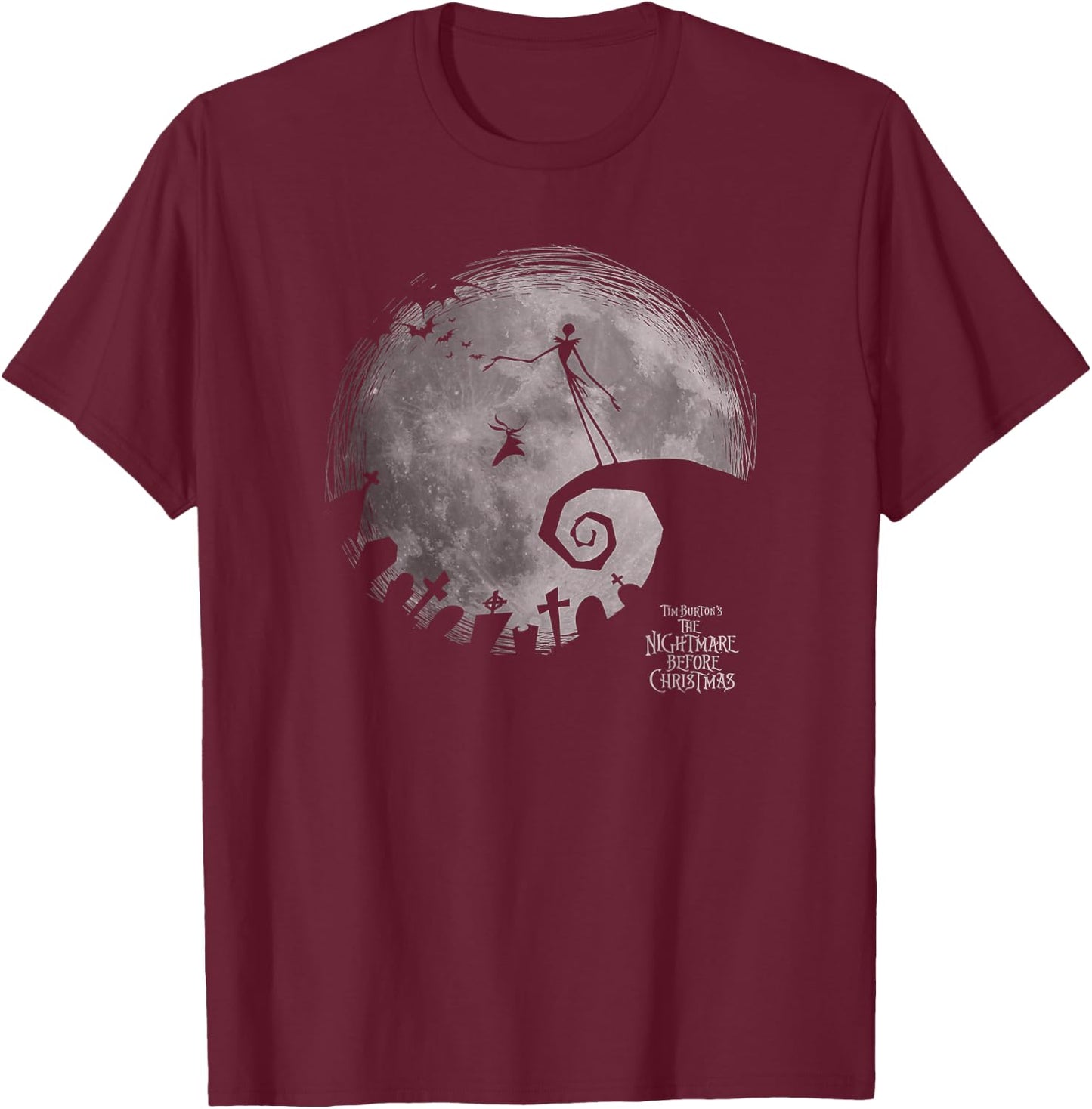 Disney The Nightmare Before Christmas Jack Big Moon T-Shirt - T-Shirt | Maroon