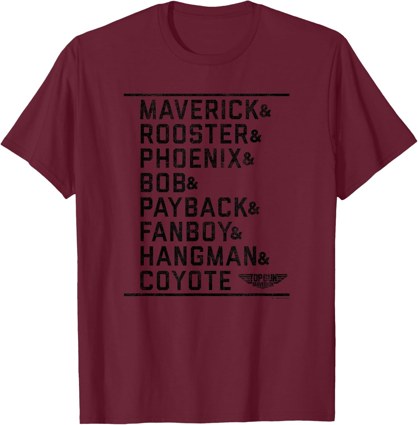 Top Gun: Maverick Cast Name Stack & Logo T-Shirt - T-Shirt | Maroon