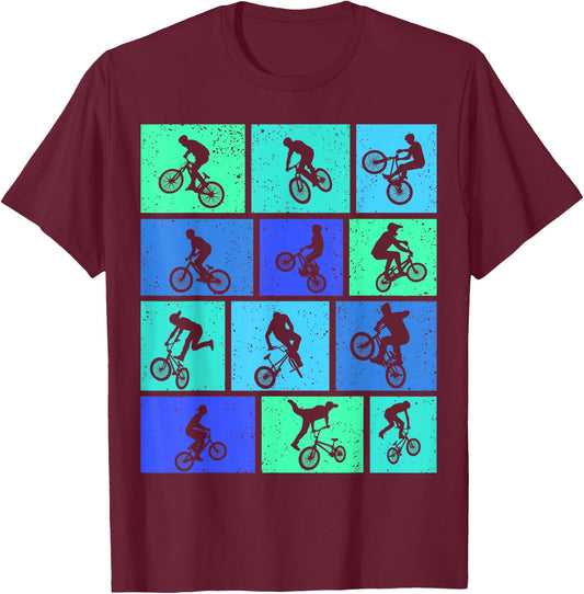 BMX Bike Bicycle Stunt Kids Boys T-Shirt - T-Shirt | Maroon