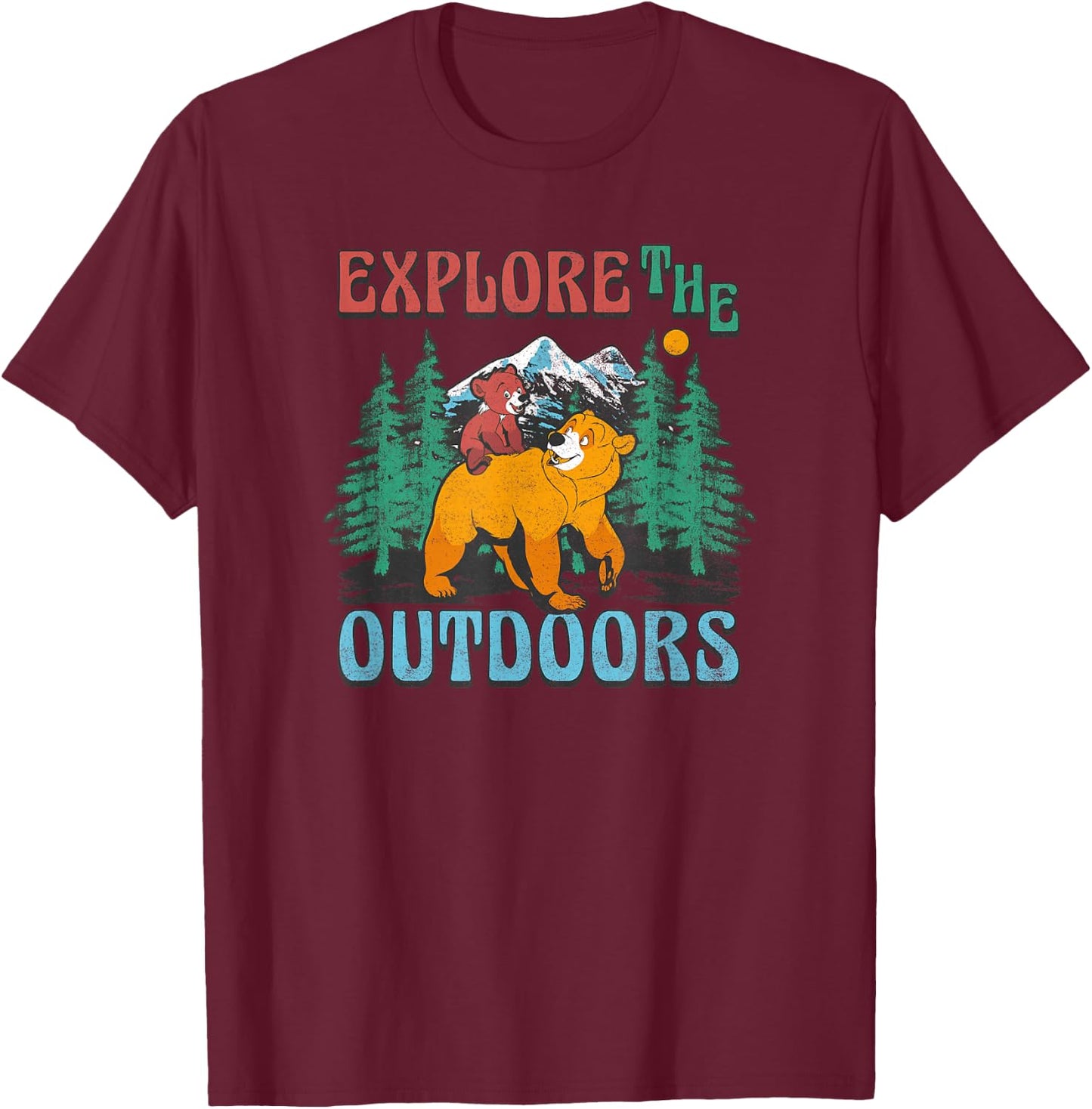 Disney Brother Bear Koda & Kenai Explore The Outdoors T-Shirt - T-Shirt | Maroon
