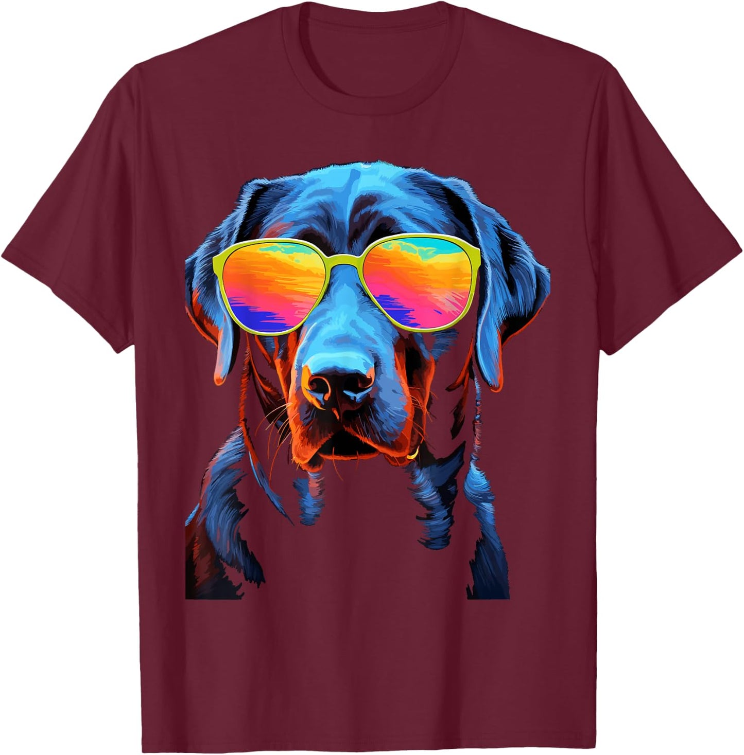 Labrador Retriever Dog with Sunglasses Women Kids T-Shirt - T-Shirt | Maroon