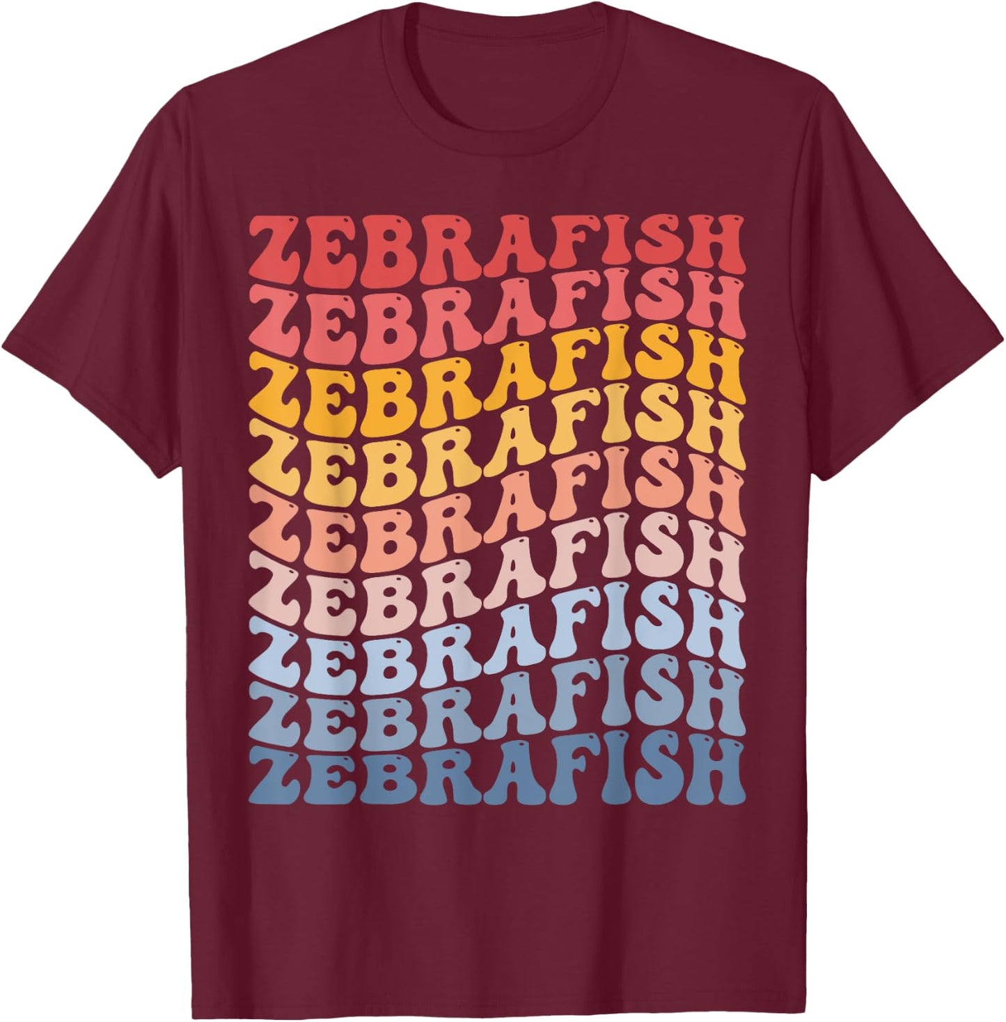 Zebrafish Groovy Retro Fish T-Shirt - T-Shirt | Maroon