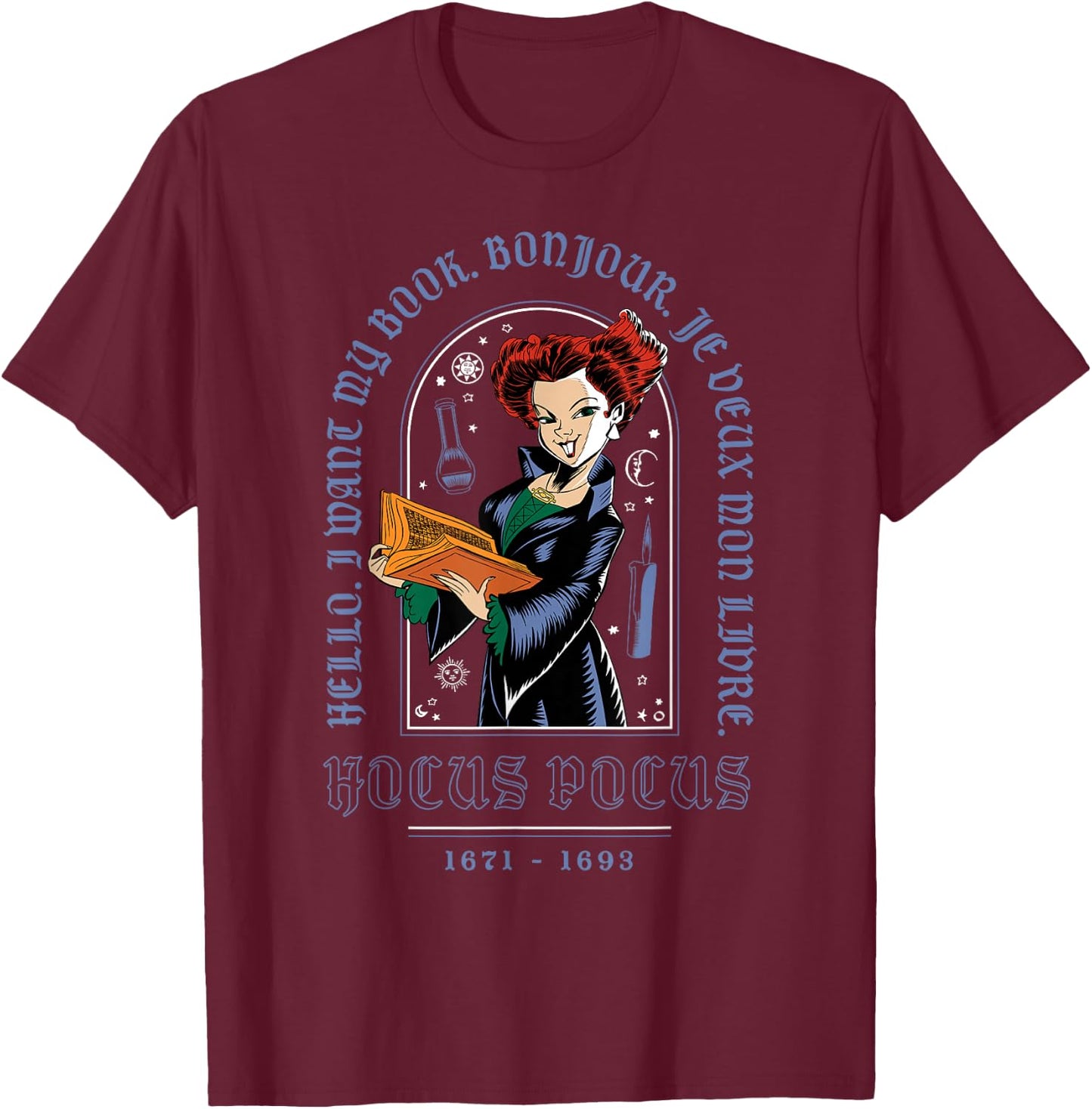Disney Hocus Pocus Halloween Winifred Sanderson Want My Book T-Shirt - T-Shirt | Maroon