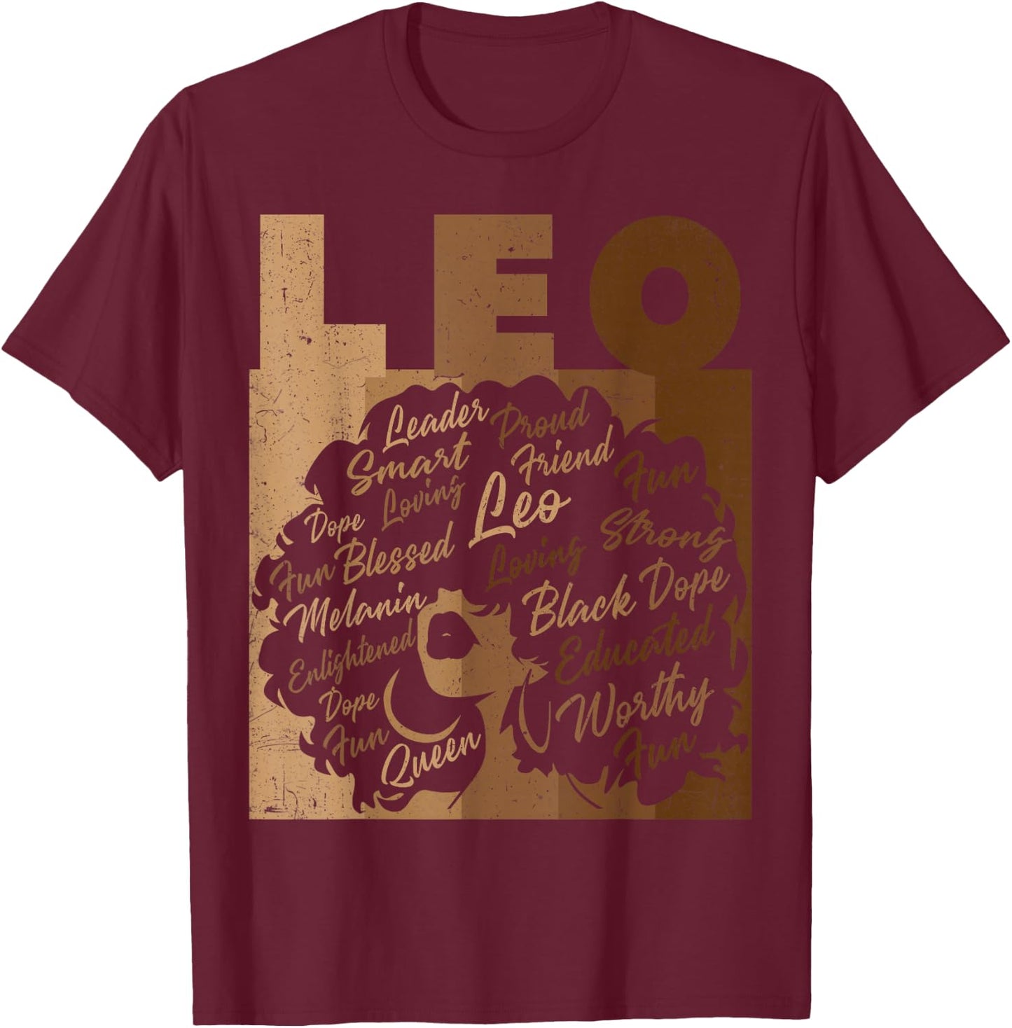Leo Girl African American Women Melanin Birthday T-Shirt - T-Shirt | Maroon