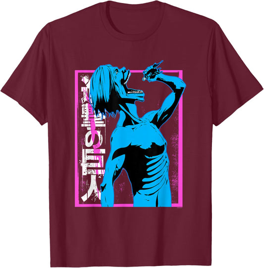 Attack on Titan Colorful Titan Eating Anime T-Shirt - T-Shirt | Maroon