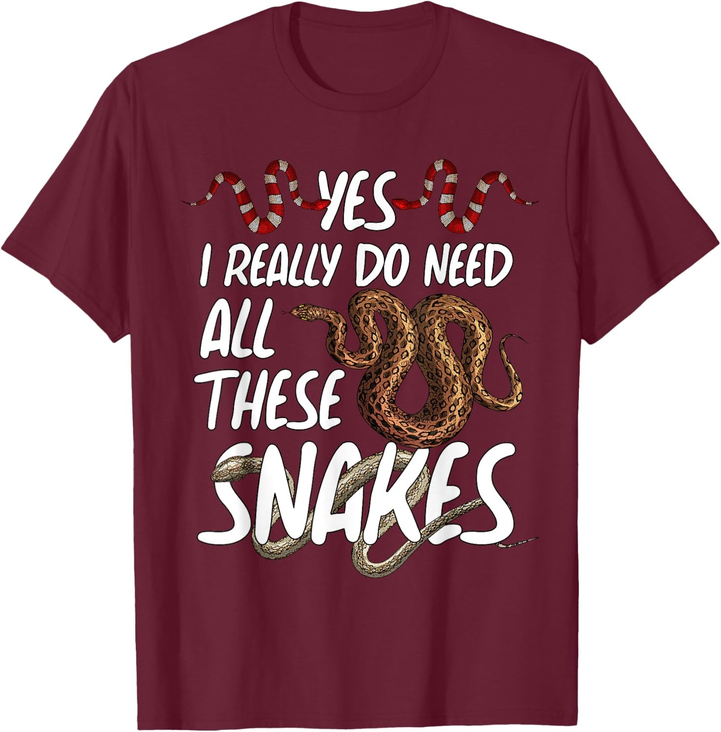 Funny Snake Designs Women Herpetology Reptile Lovers T-Shirt - T-Shirt | Maroon