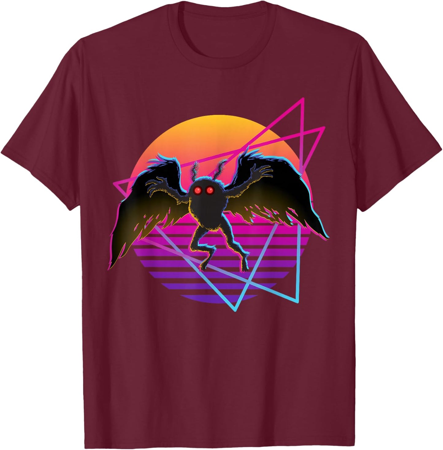 80s Mothman Retro 70s Monster Creepy Folklore Cryptid T-Shirt - T-Shirt | Maroon
