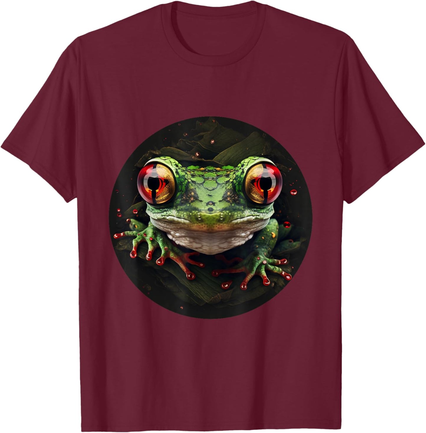 Red Eyed Tree Frog Leaping Frog Rainforest Amphibian T-Shirt - T-Shirt | Maroon