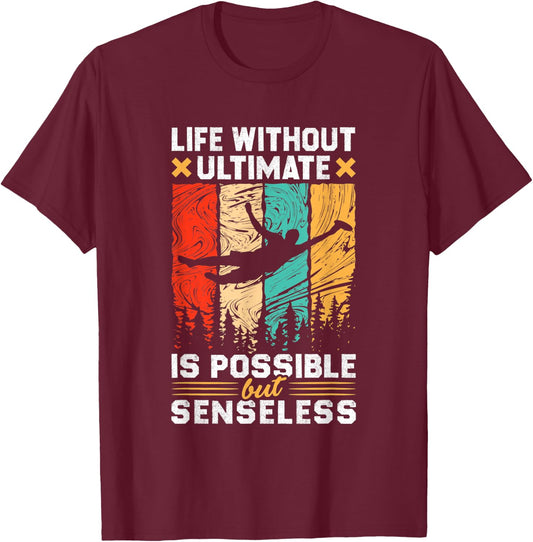 Retro Ultimate Frisbee Player Men Women Vintage Flying Disc T-Shirt - T-Shirt | Maroon